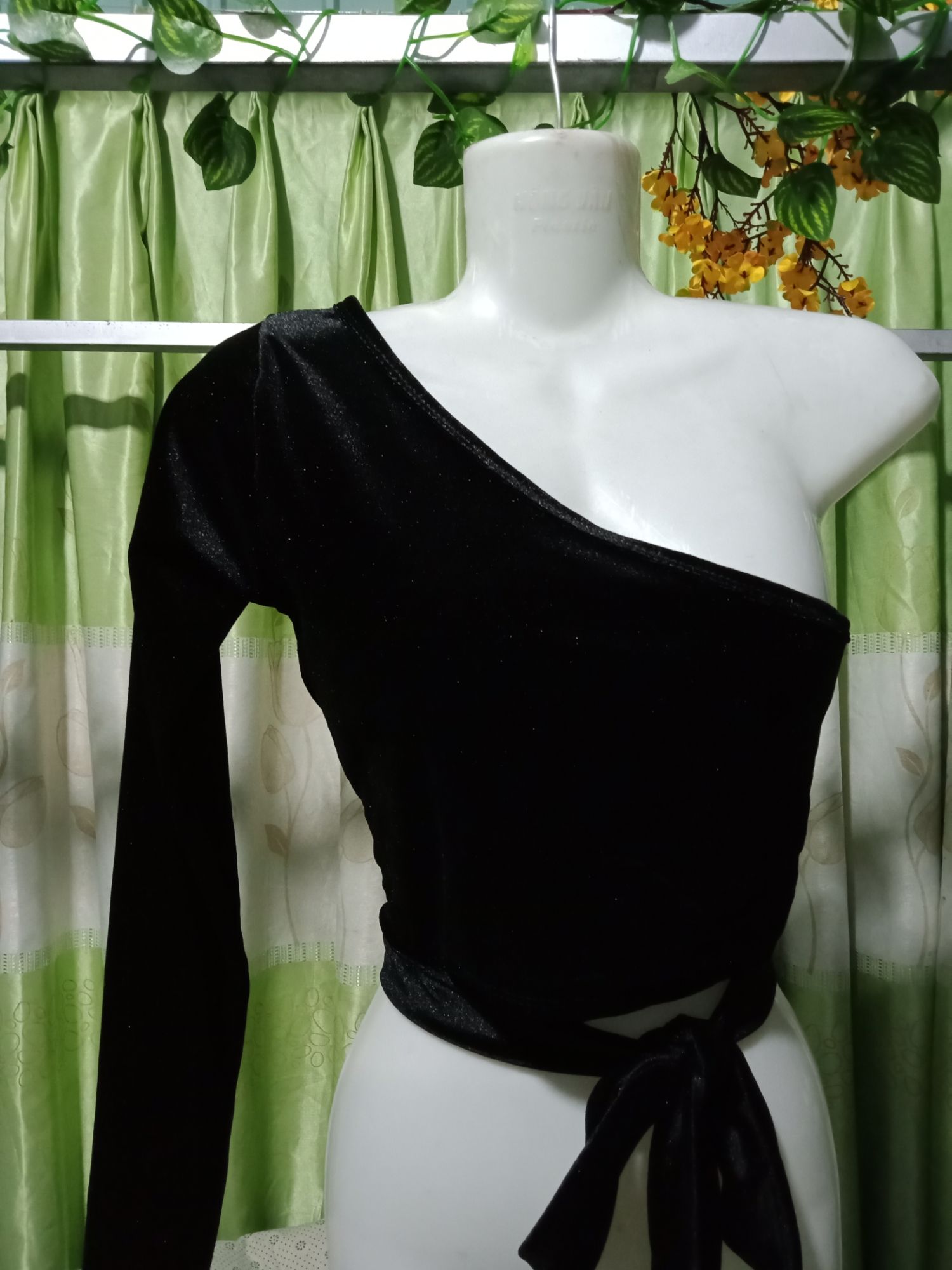 [HCM]Áo croptop tay dài phối da beo (free size dưới 53kg) có ảnh thật