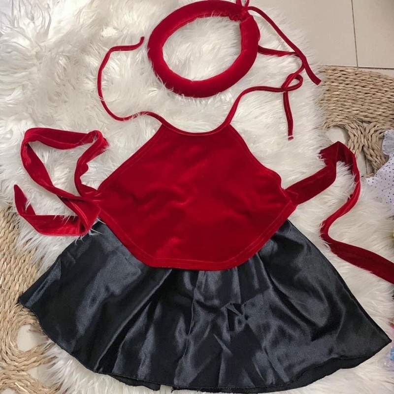 [HCM]Yếm Đào Nhung Kèm Mấn Cho Bé - Chụp Hình Đi Chơi Siêu Xinh