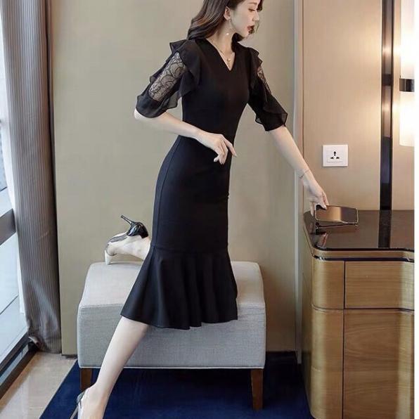 ĐẦM ĐEN TAY REN ĐUÔI CÁ