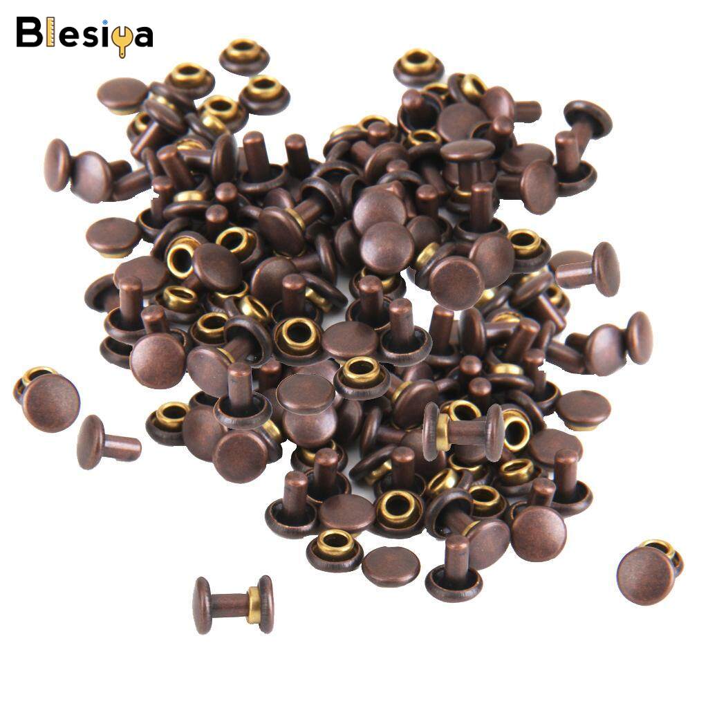 Blesiya 100 sets Round Double Cap Copper Rivets Studs For Clothing Antique Brass
