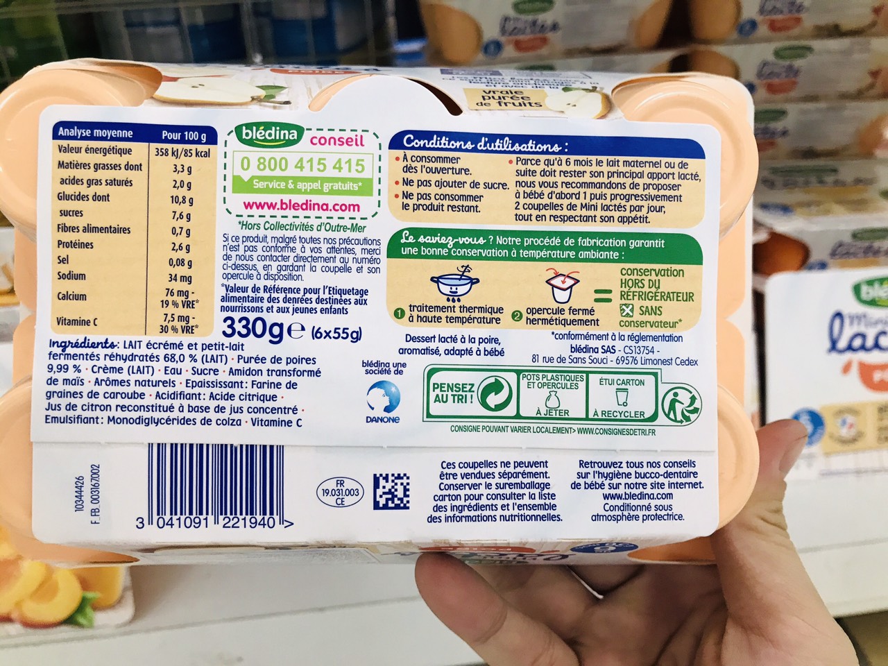Sữa chua Bledina vị Lê 6 tháng 6x60g date 2025