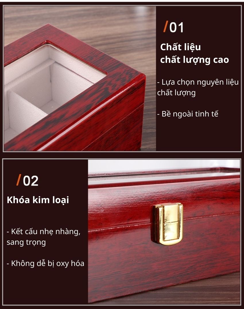 [HCM]Hộp đựng đồng hồ gỗ 6 chiếc