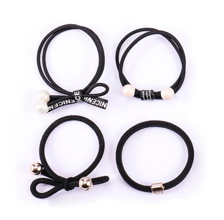 Bộ 12 Dây Buộc Tóc Cột Tóc Hàn Quốc (Màu Đen - Gồm Hộp)
