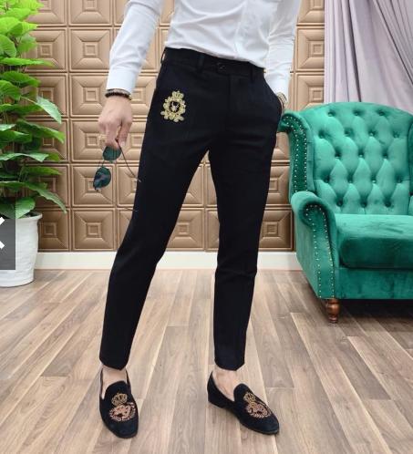 Quần Tây Đen Thêu Họa Tiết Sơ Mi Dáng Ôm Ống Côn Vải Chống Nhăn Mẫu quần Âu MỚi Nhất - ARU SHOP