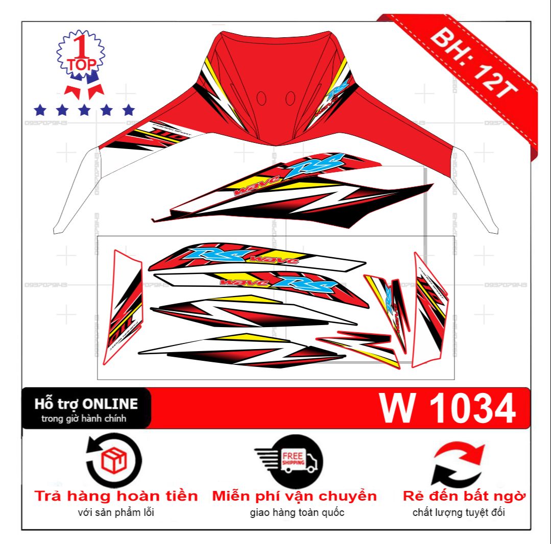 Tem rời wave RS 2012 đỏ đen chế