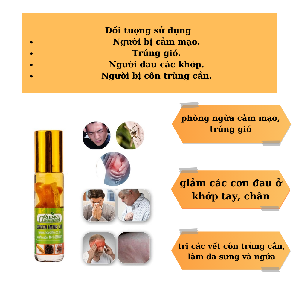 Dầu sâm thảo dược Thái lan Green Herb Oil 8cc .
