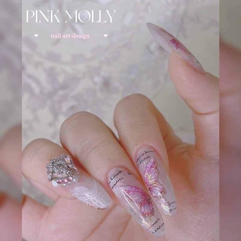 Sticker lụa 5d mẫu hoa cao cấp (2523)dán móng tay nail