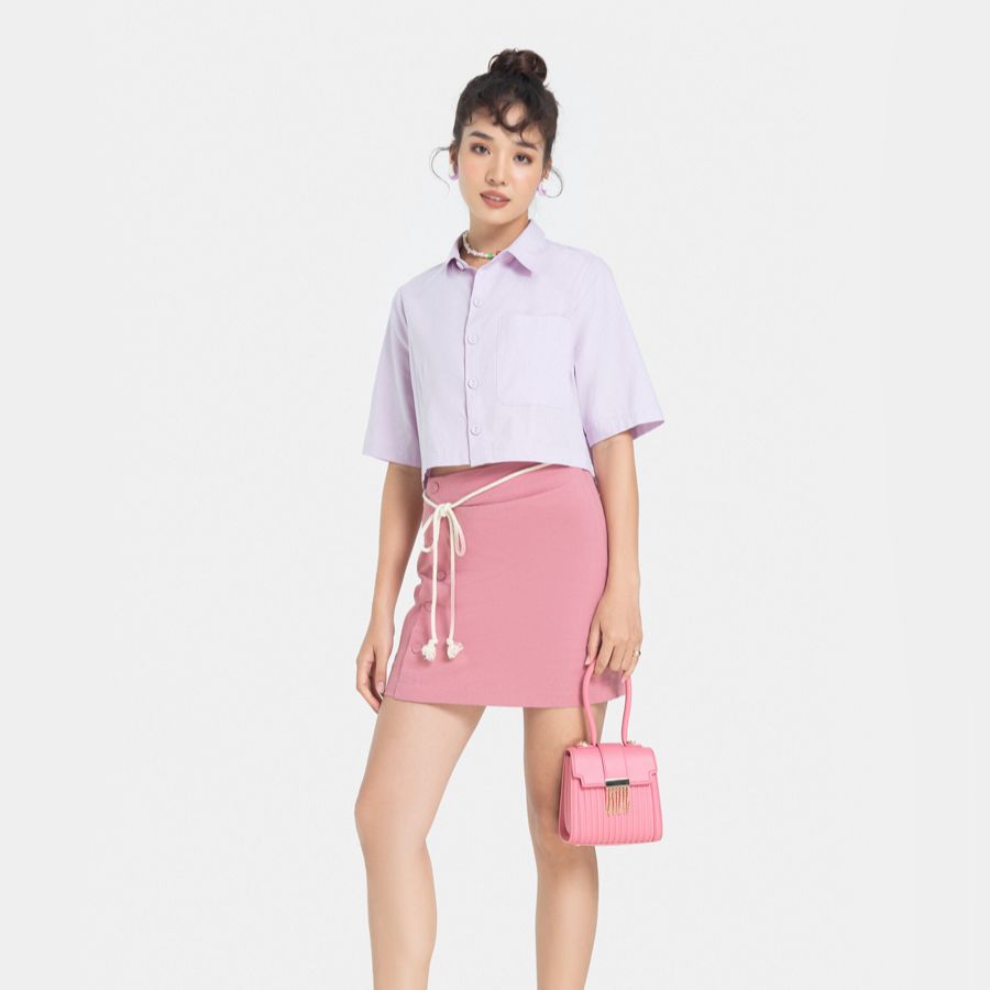 Váy Ngắn Thời Trang JUNO Mini Hàng Nút Lệch JNVNG007