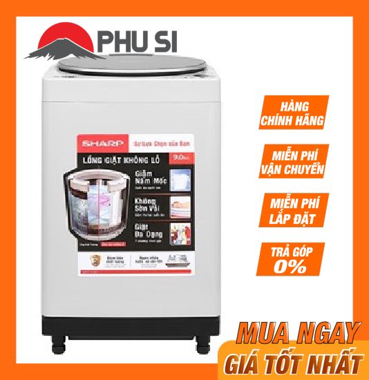 Máy giặt Sharp ES-W90PV-H lồng Pump-up 9.0 kg - xuất xứ Indonesia