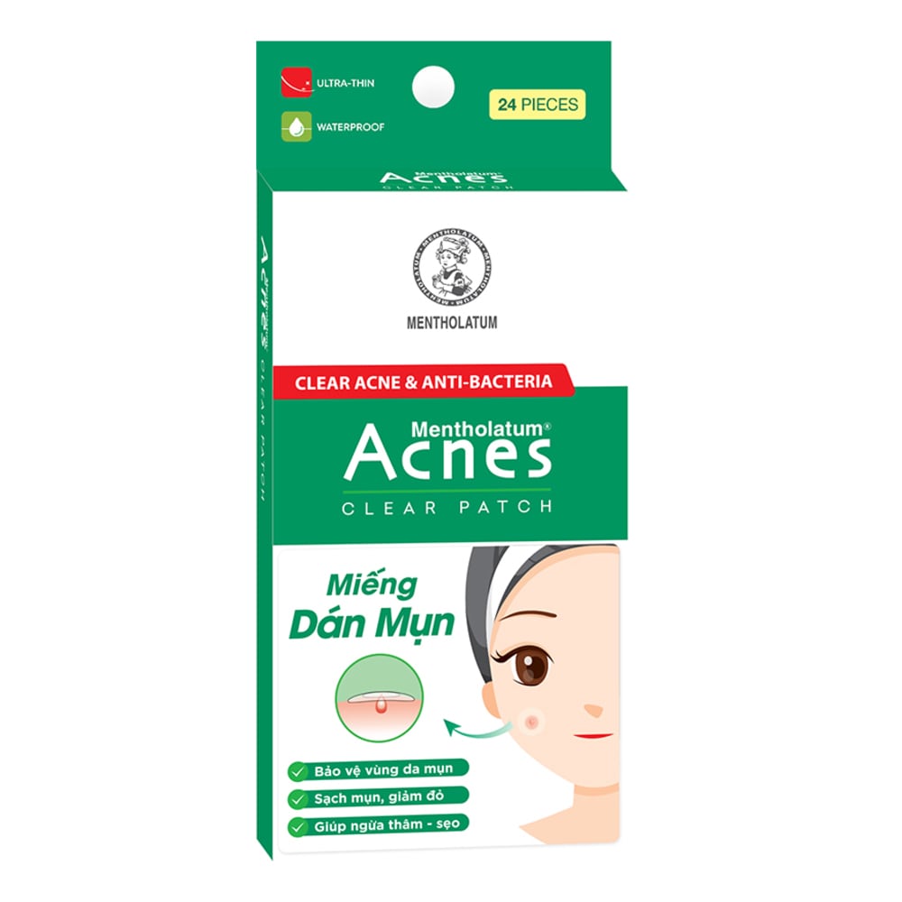 Miếng Dán Mụn Acnes Clear Patch Clear Acne & Anti-Bacteria 24 Miếng ( 2 Gói x 12 Miếng)