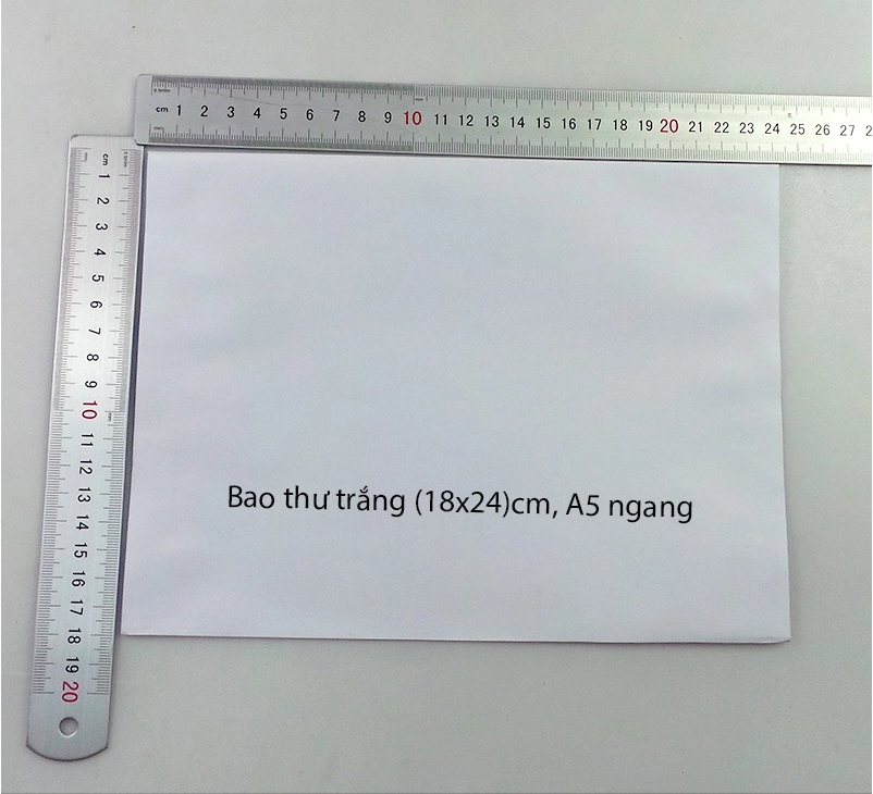 Bao thư a5 trắng cm, 1 xấp 100 cái, nằm ngang