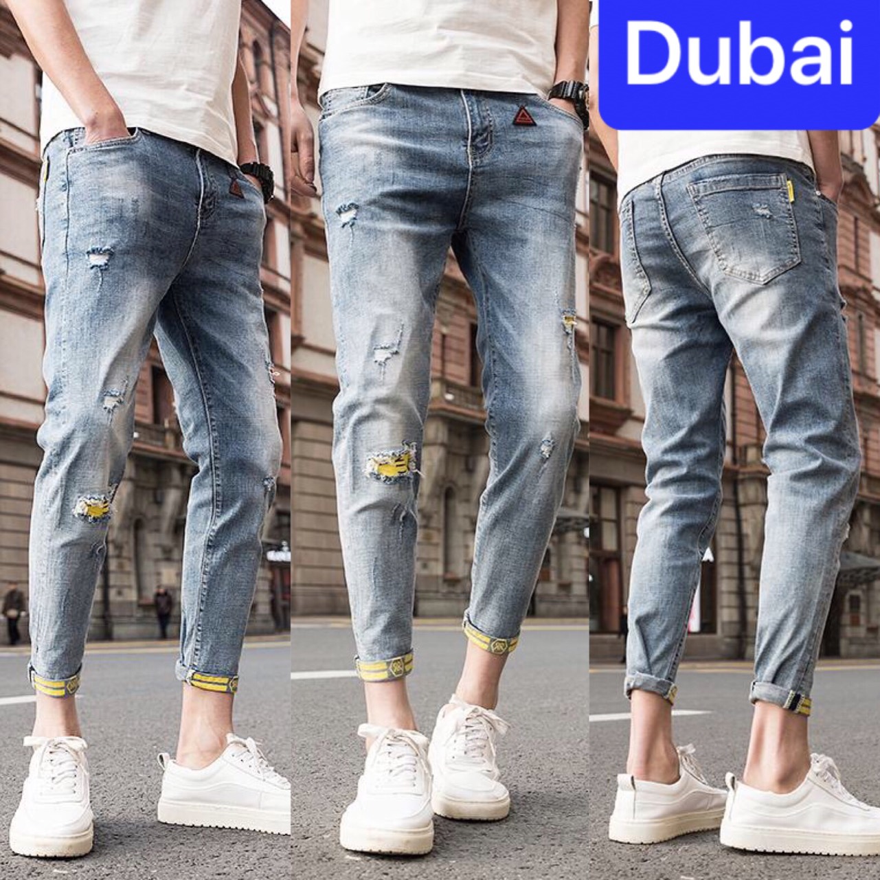 QUẦN BAGGY JEAN NAM CHẤT BÒ XANH LÓT VẢI VÀNG CHÂN HÀN QUỐC TREND CỰC HOT BD-255 CAO CẤP - DUBAI FASHION