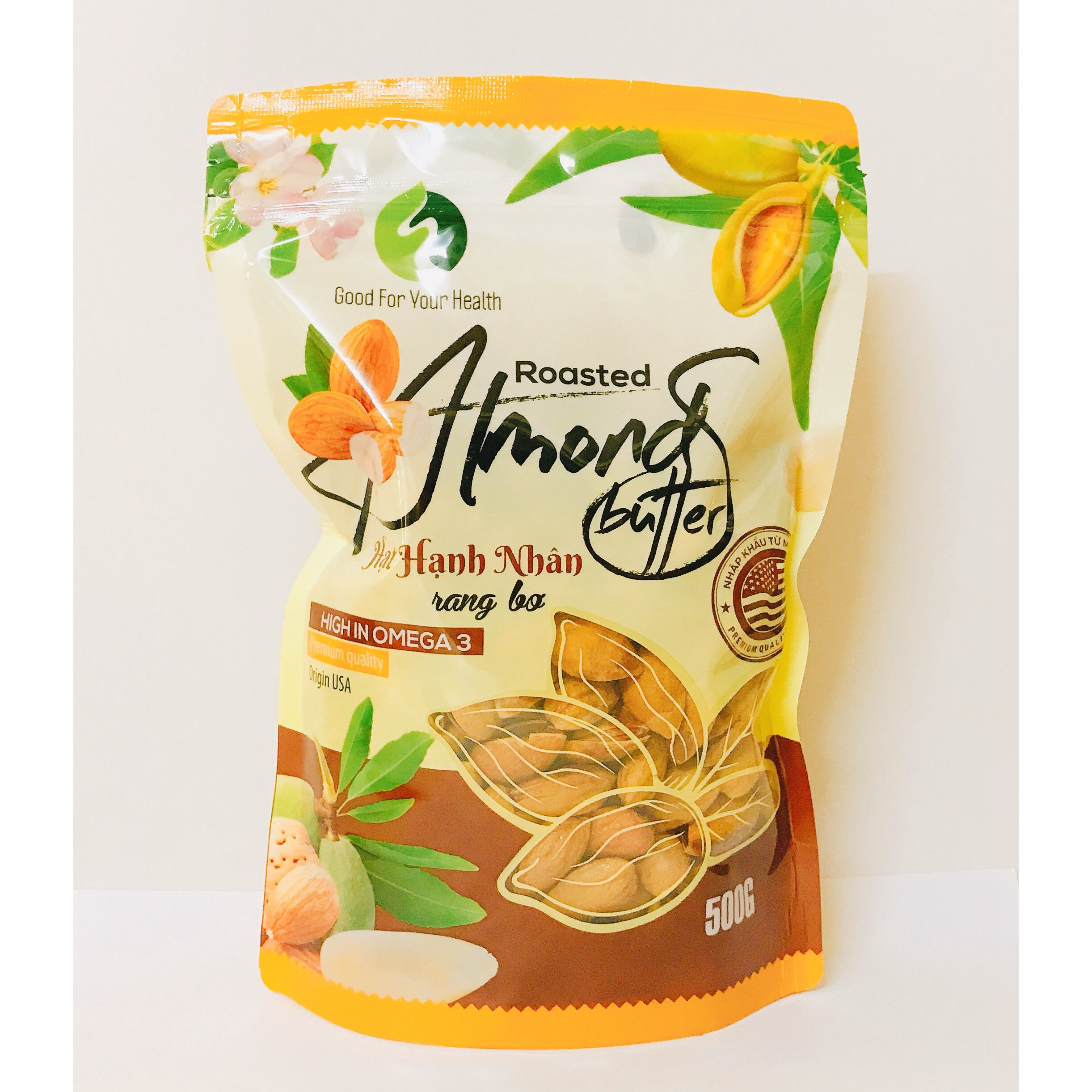 HẠT FONUT-HẠT HẠNH NHÂN MỸ CÒN VỎ RANG BƠ 500G