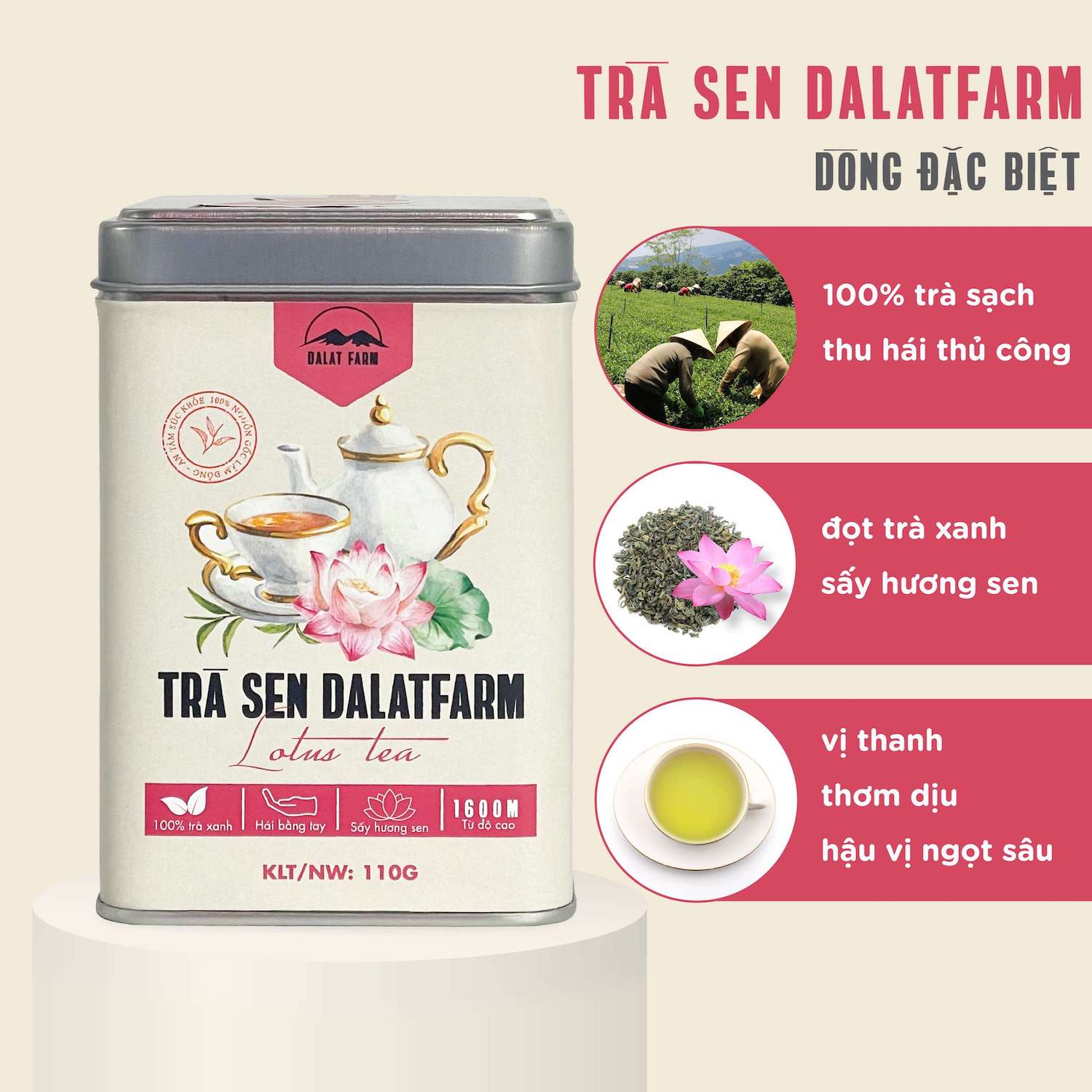 Phu Quy Tet Gift Box (Lotus Tea - Robusta Coffee - Crispy Dried Strawberries)