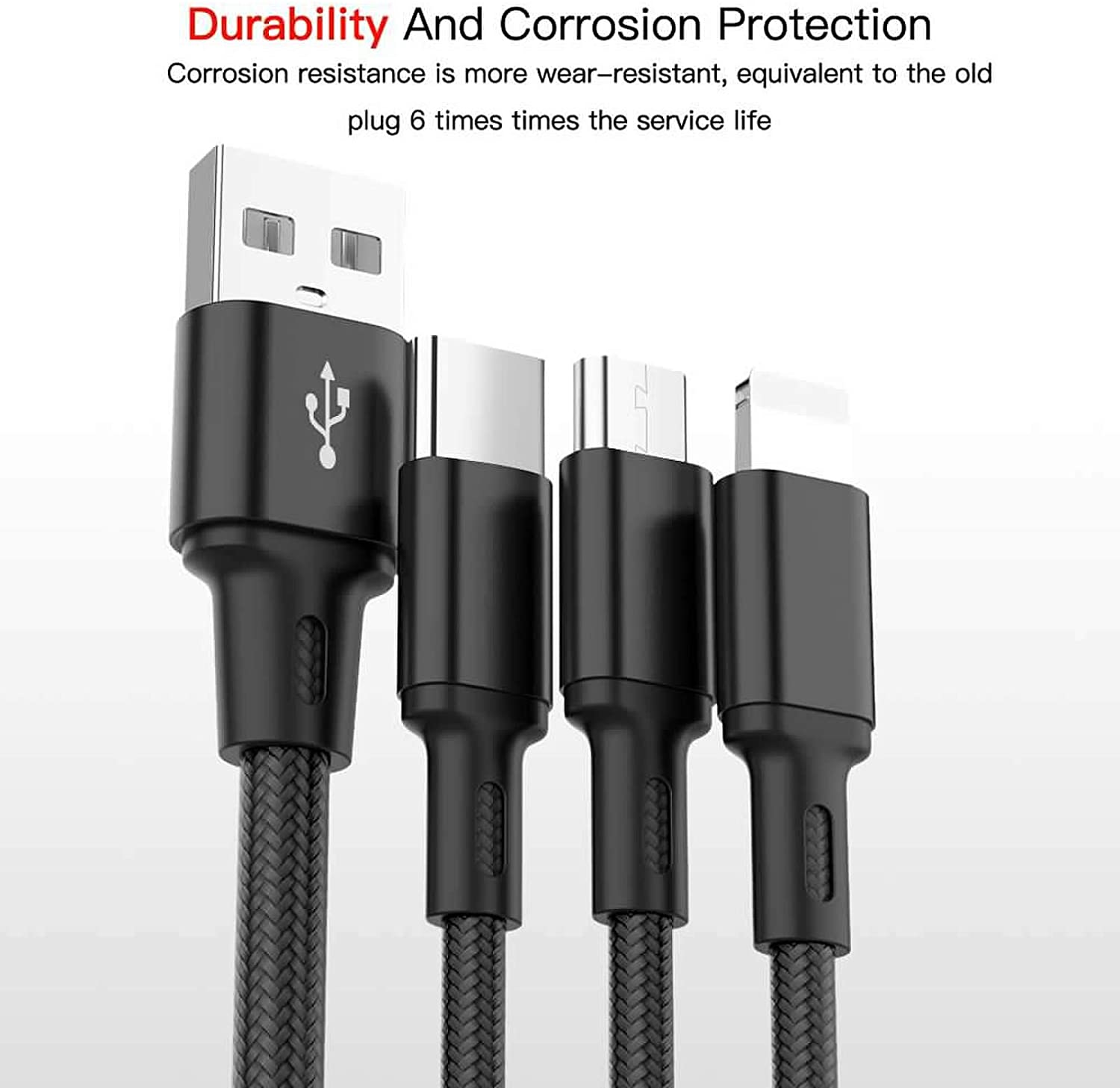Cáp Sạc Đa năng 3in1 dành cho iPhone Lightning Type C Micro dây dù dài 1.2m