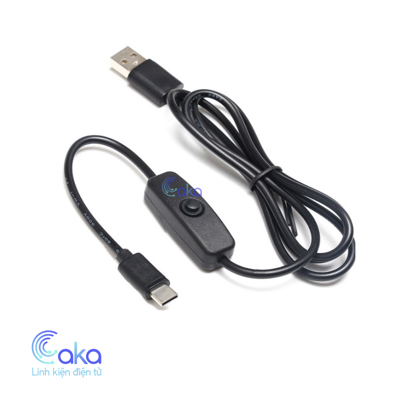 Dây Nguồn USB Type C Có Công Tắc 5V Cho Raspberry Pi, Quạt, Đèn LED