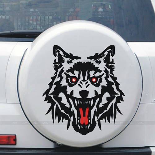 Decal tem dán capo sườn xe hình đầu sói 3d trang trí xe hơi cá tính