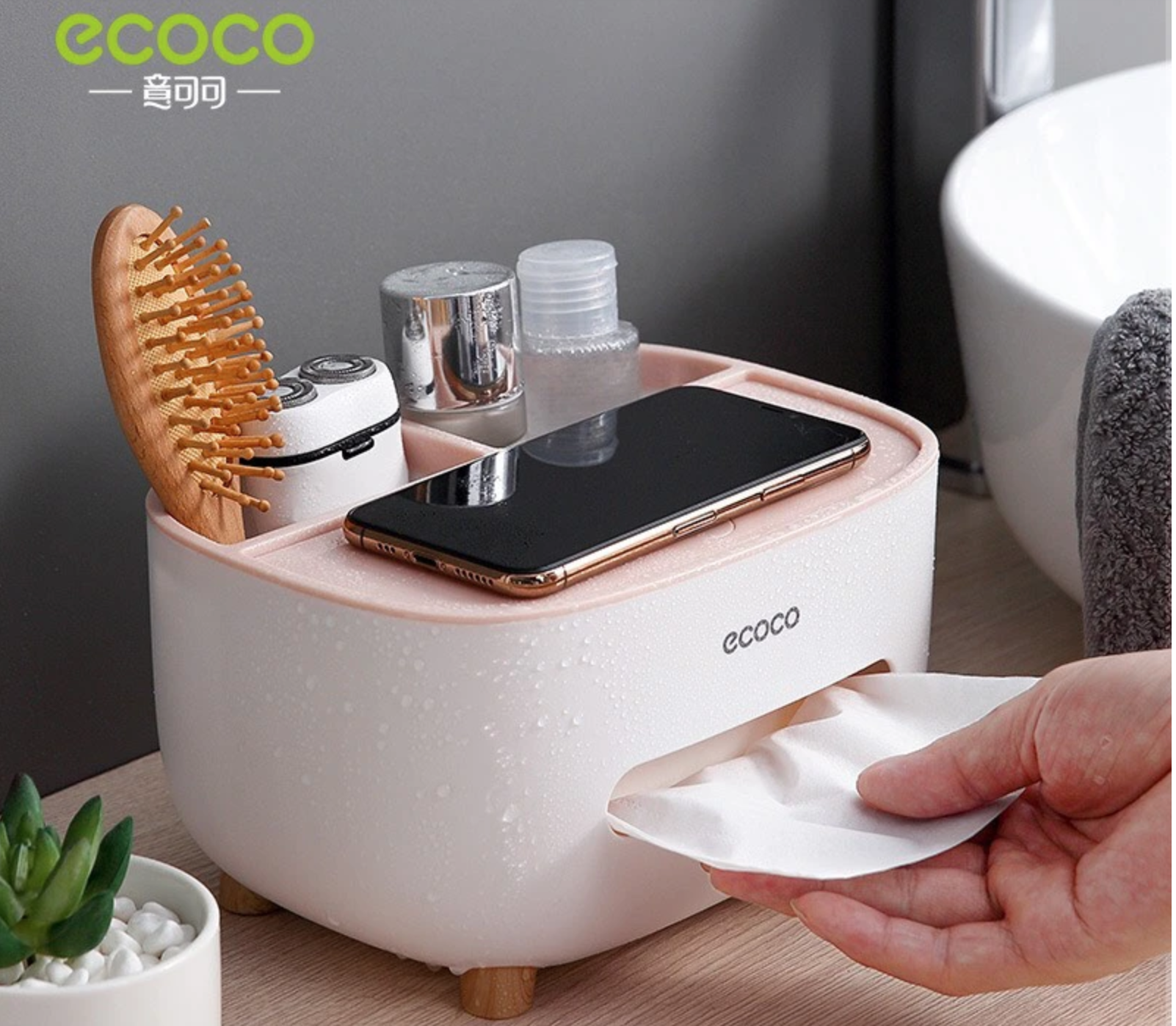 Ecoco Hộp Đựng Khăn Giấy Để Bàn Mẫu Mới