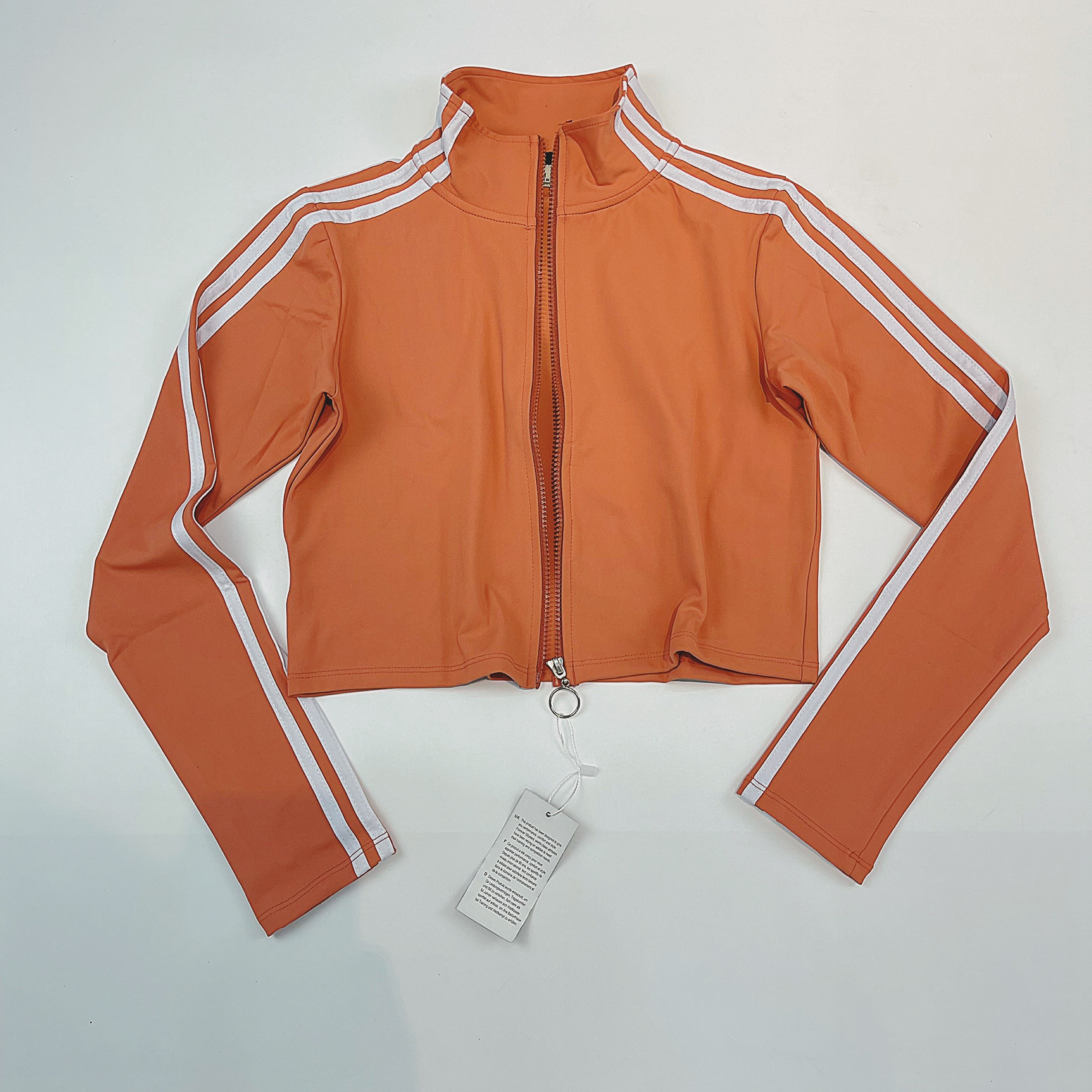 [Có Video] Áo Khoác Croptop Thể Thao Nữ Tay Dài Phối 3 Sọc Siêu Ngầu