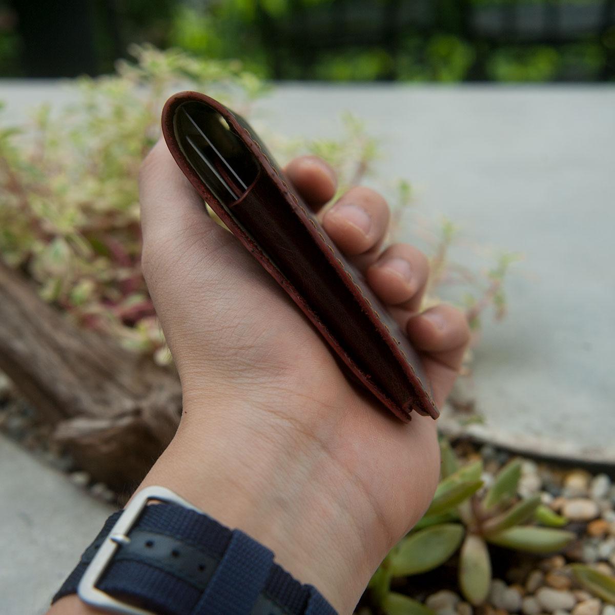 VÍ SEN MINI DA THẬT - VÍ THỦ CÔNG HANDMADE - CHẤT LIỆU DA BÒ THẬT M160