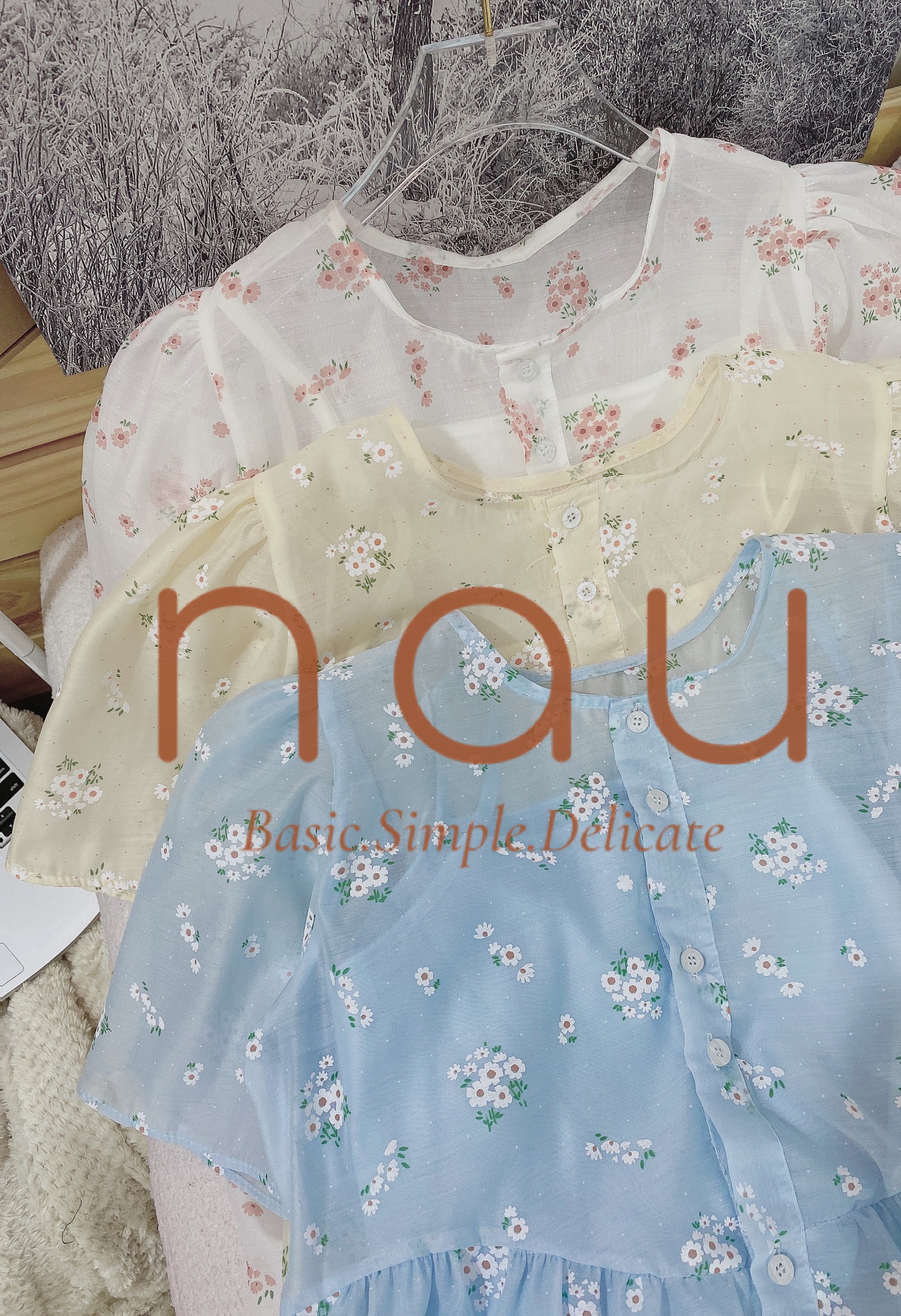 Đầm hoa voan suông rộng