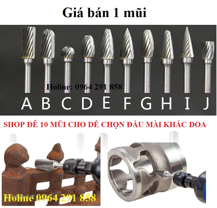 Mũi mài khắc hợp kim trục 3mm (giá bán trên 1 mũi)