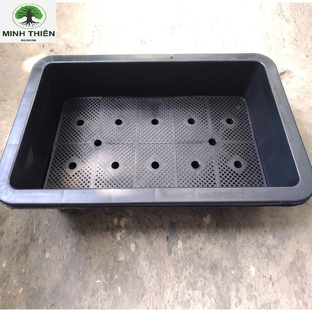 [HCM]Combo 2 Chậu Trồng Rau Giá Rẻ 65cm x 42cm x 16cm Màu Đen