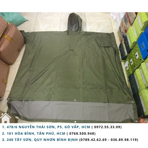 Áo mưa cánh dơi chất liệu dù bền loại trơn 2 size