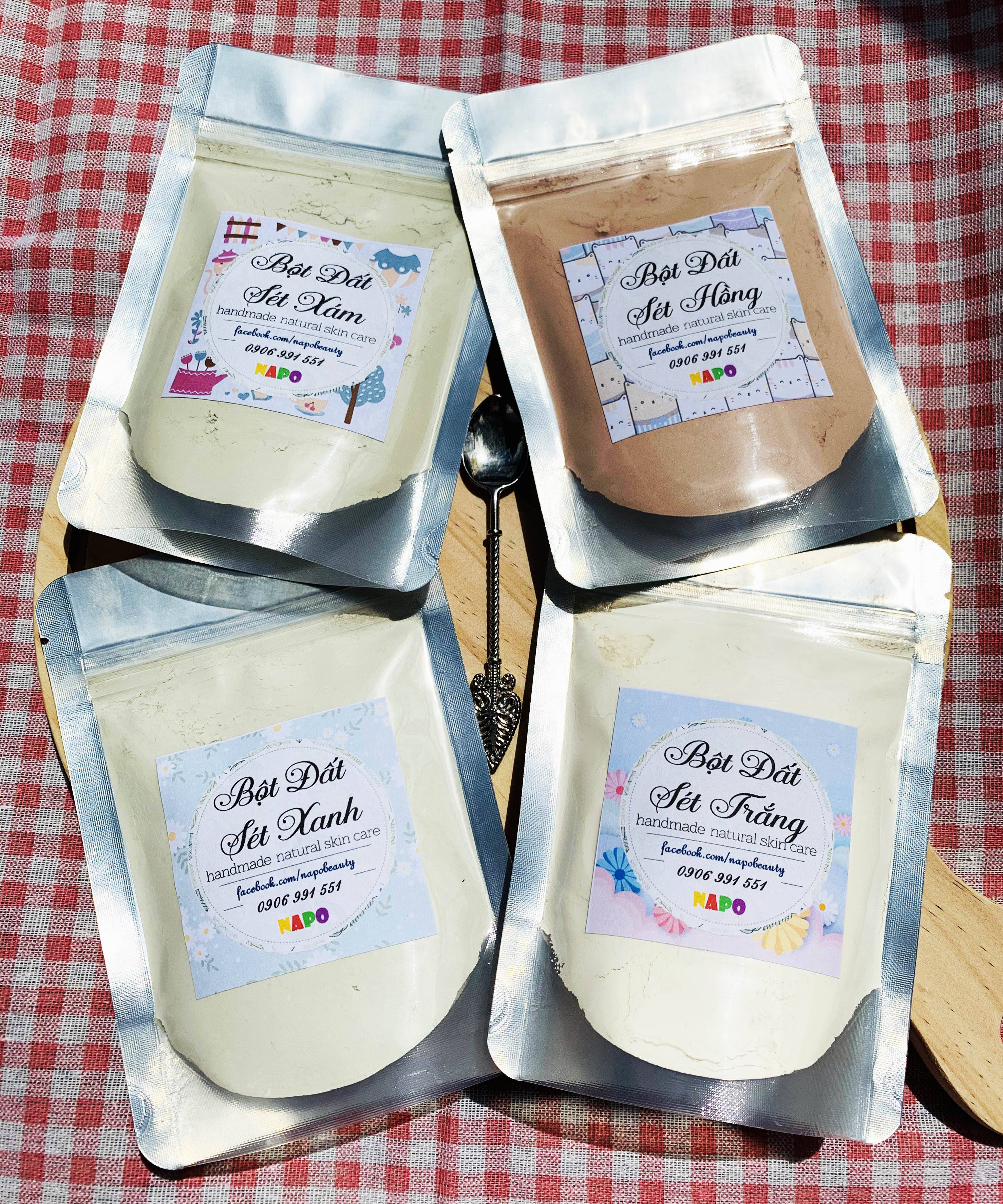 [HCM]Bột Đất Sét Đắp Mặt Handmade - Hồng Trắng Xám Xanh