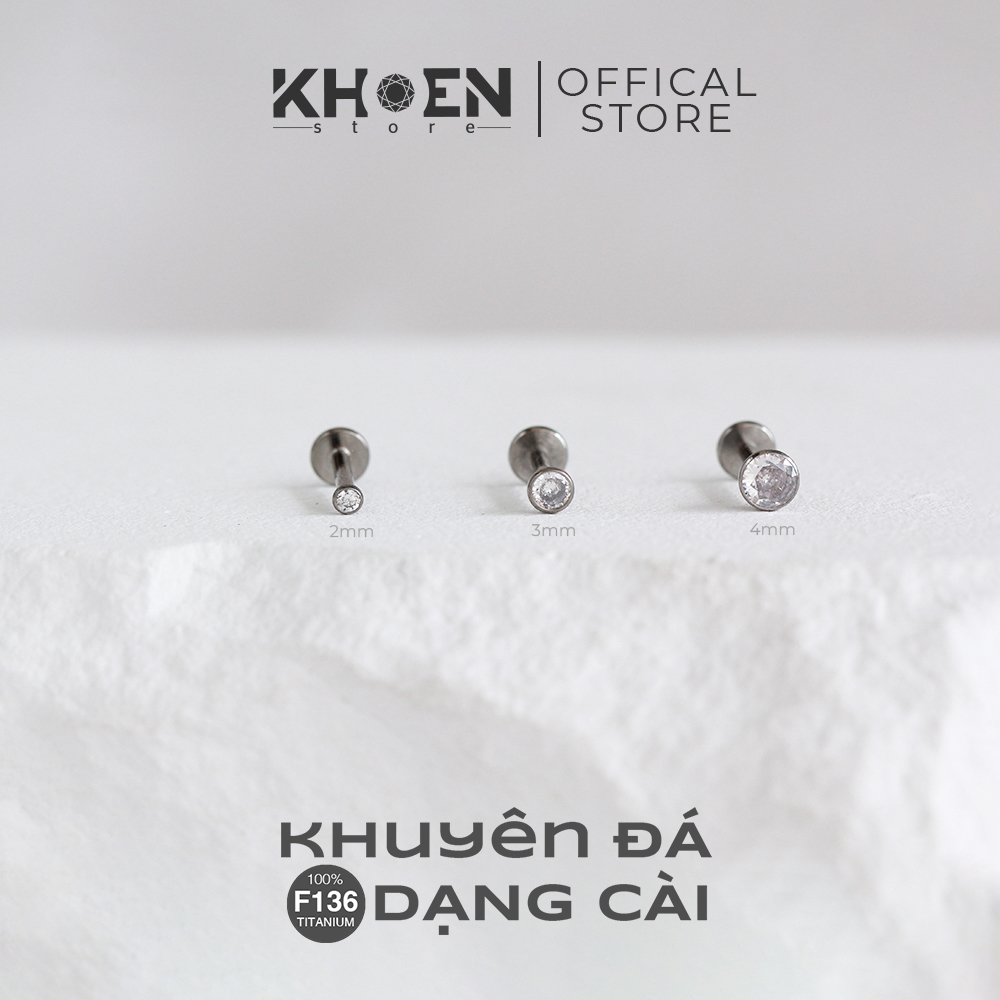 (1 Chiếc) Khuyên đá cài thân 1.2mm - Titanium - Khoen Store