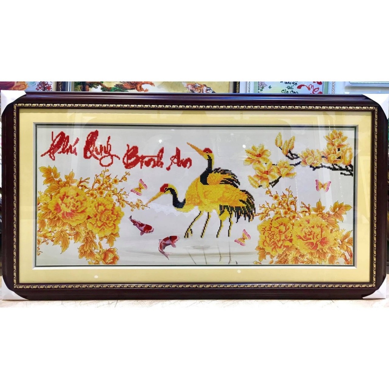 Tranh đính đá phú quý bình an 100x48cm