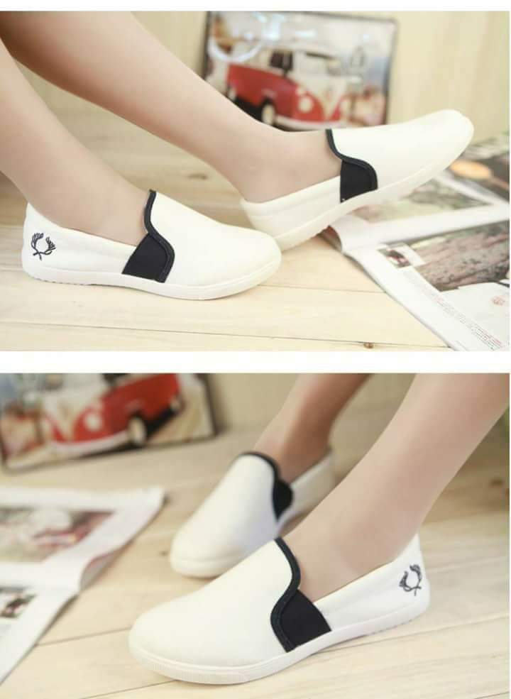 Giày lười nữ vải cotton cao 2p