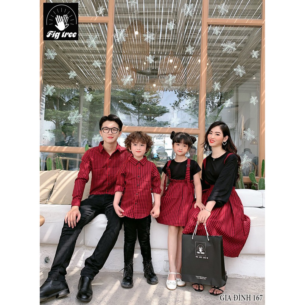 Đồng phục gia đình FIG TREE đón tết sắc đỏ may mắn(FULL SIZE - MÃ 167)