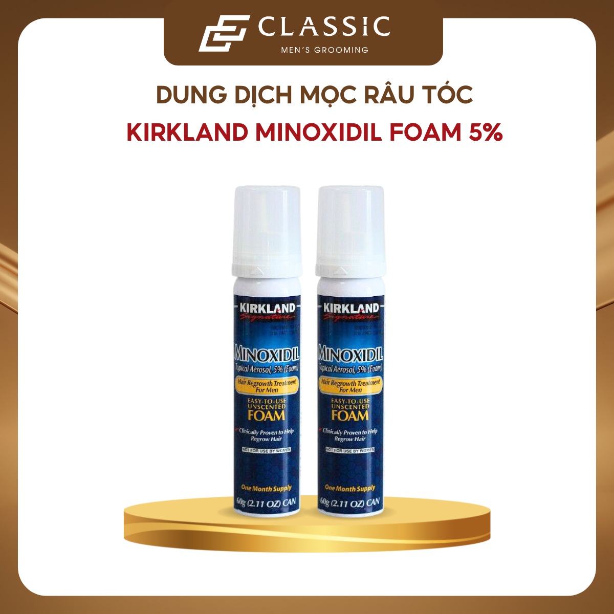 Dung dịch mọc Râu Tóc Kirkland Minoxidil 5% Foam