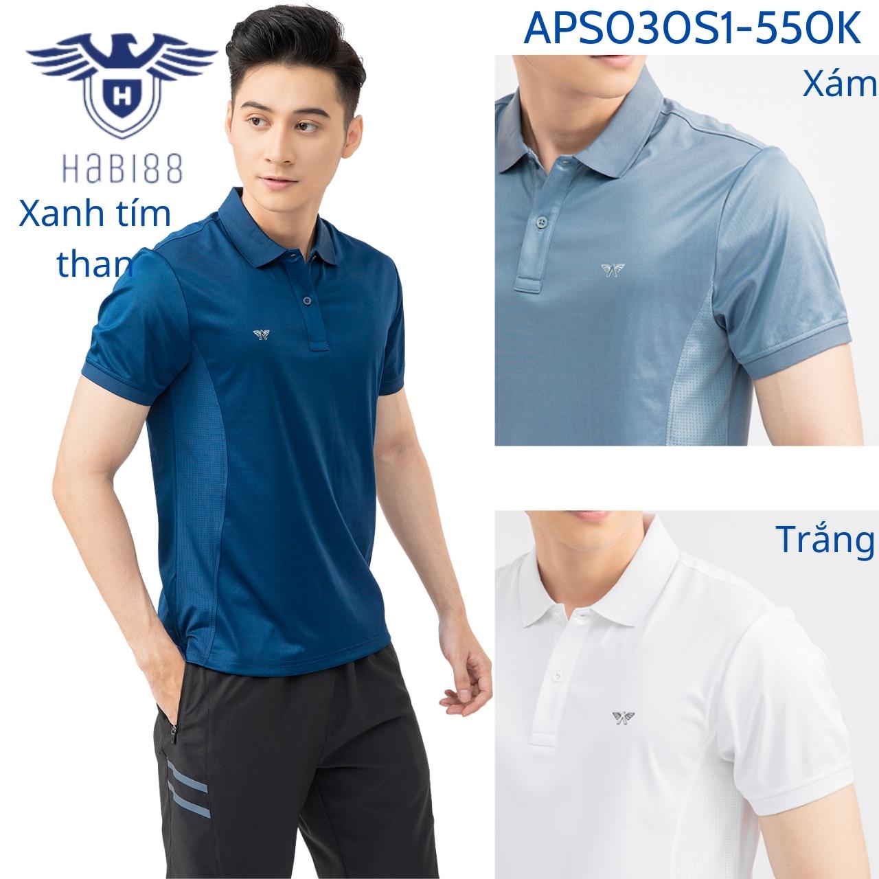 Aristino áo polo nam phom Regular fit vải lưới sườn và sau lưng logo trên ngực trái APS030S1 habi88
