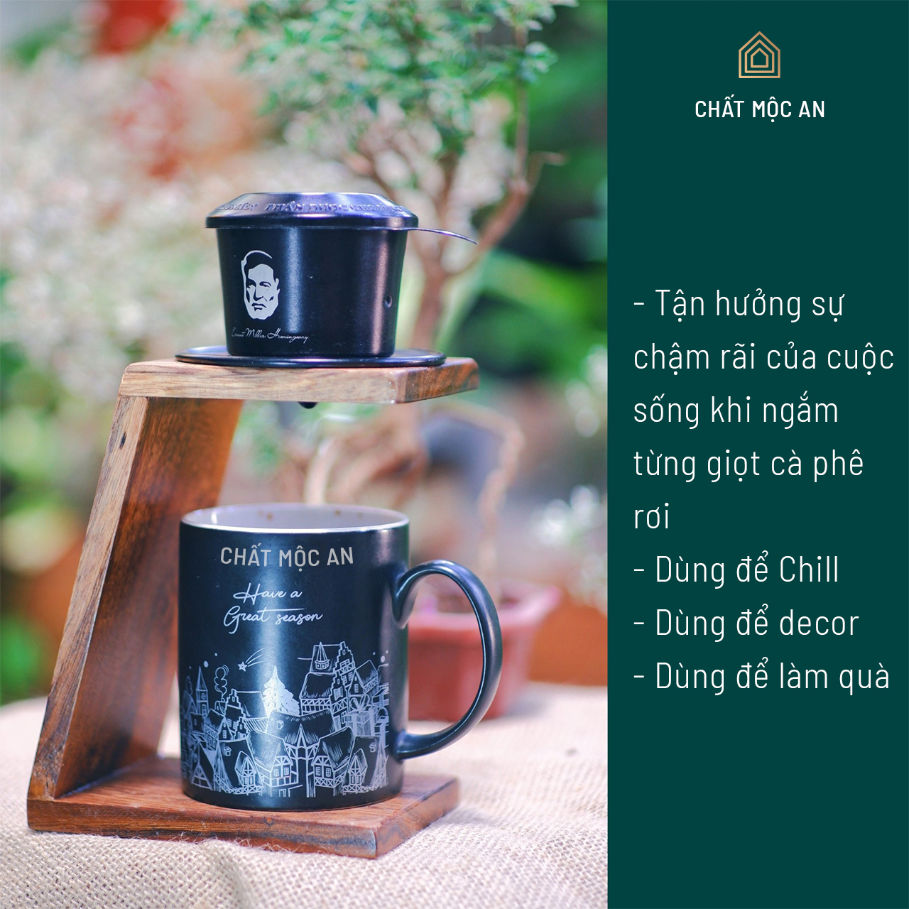Giá Đỡ Phin Cà Phê Trung Nguyên, Giá Pha Cà Phê Bằng Gỗ Tự Nhiên, Giá Đỡ Phễu V60 Kiểu Pour Over