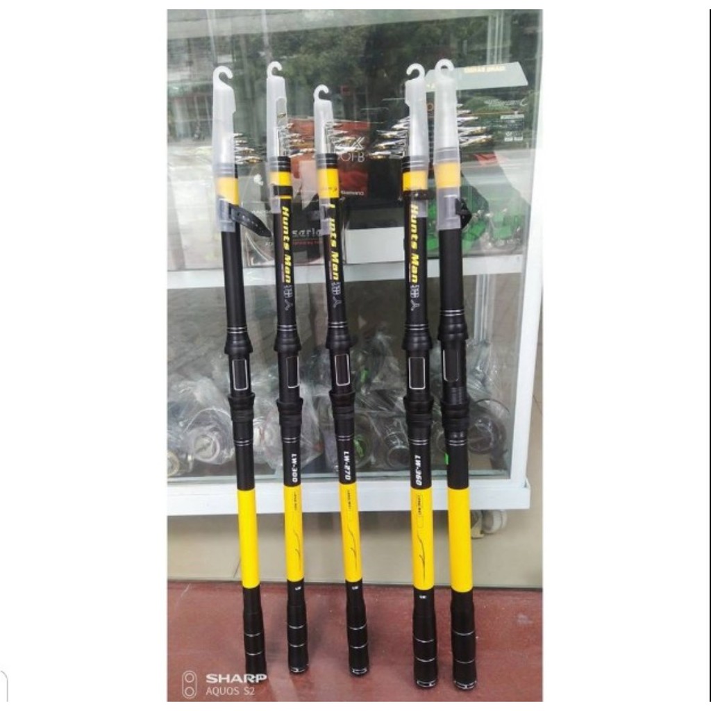 Cần câu rút cần câu máy hunts man lw từ 2m1 đến 3m6 siêu khỏe