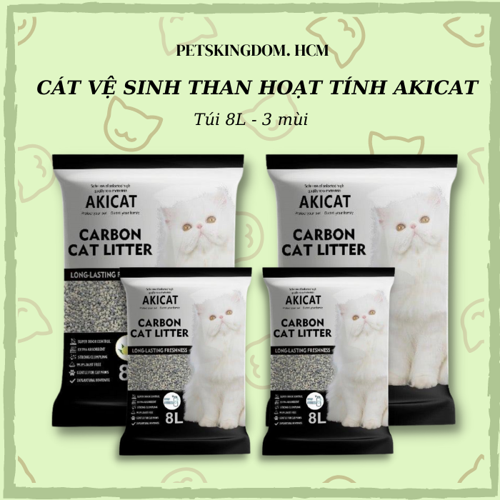 Cát vệ sinh AKICAT cho mèo túi 8L 3 mùi