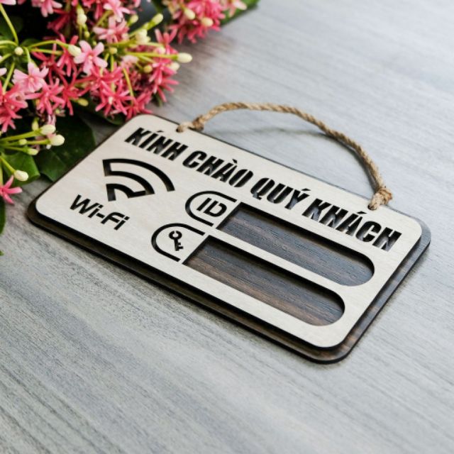 Bảng gỗ Wifi password treo tường Decor