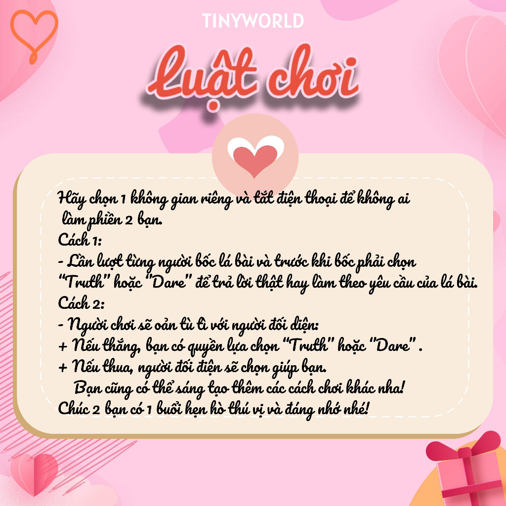 Bộ bài Truth or Dare Thách Hay Thật dành cho cặp đôi