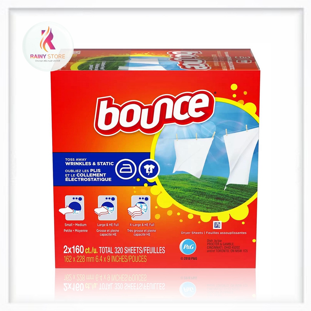 Giấy thơm quần áo Bounce 320 tờ của Mỹ