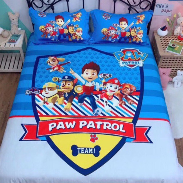 Bộ Chăn Ga Gối Cotton 100% Chó Cứu Hộ Paw Patrol