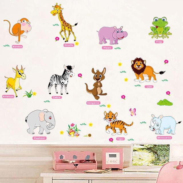 Decal dán tường Thú Tiếng Anh 2