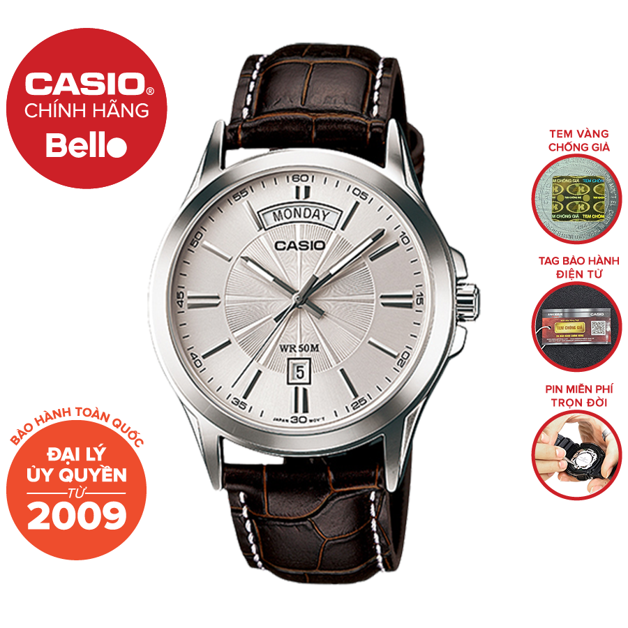 Đồng hồ Nam dây da Casio MTP-1381L-7A chính hãng bảo hành 1 năm Pin tọn đời