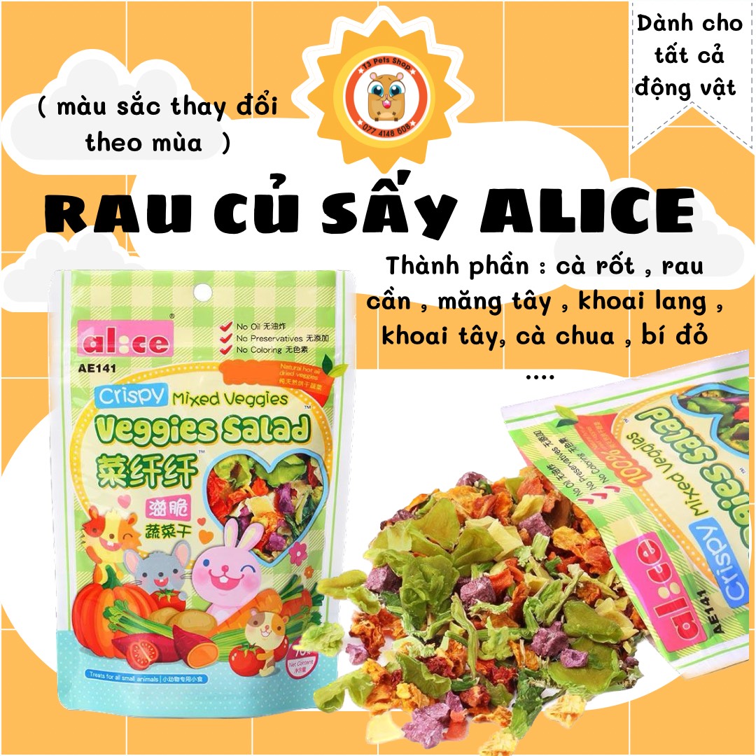 rau củ sấy giòn alice - dành cho mọi loại thú cưng (hamster,chó, mèo, thỏ, bọ, sóc,...)