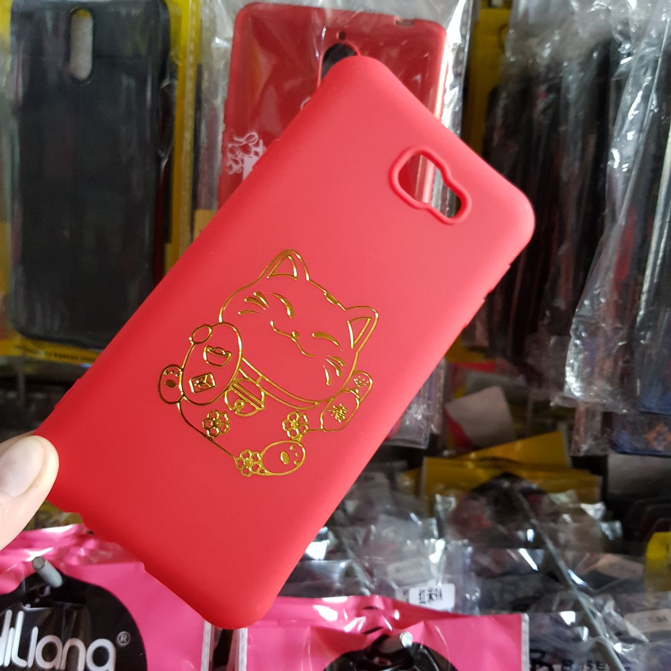 [HCM]Ốp lưng Samsung J7 Prime  Ốp tết dẻo đỏ in hình mèo thần tài siêu dễ thương