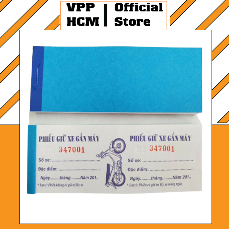 Lốc 5 cuốn vé giữ xe máy có in số thứ tự 7 x 16 cm