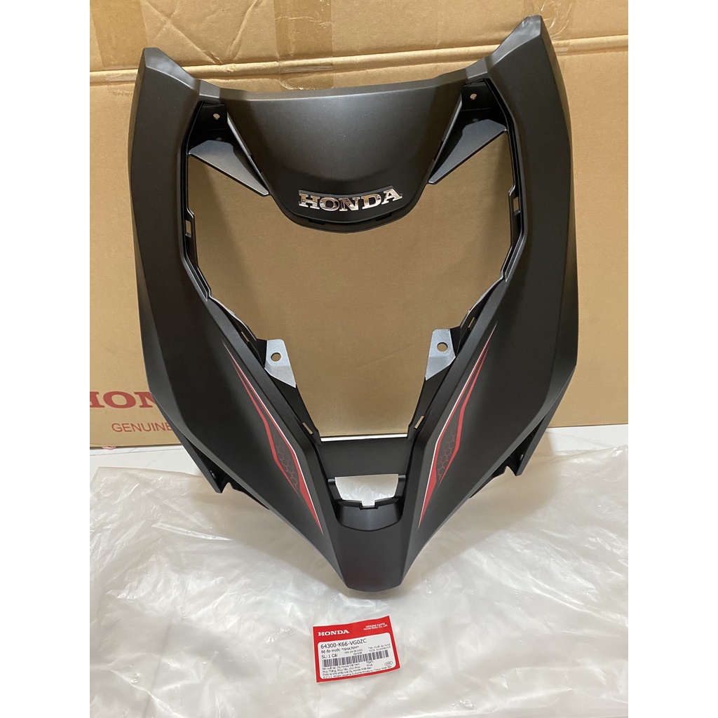 Ốp trước, mặt nạ lớn Honda Airblade 2016-2019 màu đen mờ tem đỏ