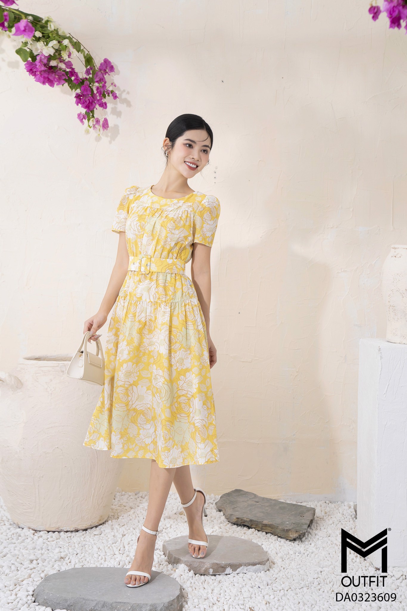 Đầm dáng xòe kèm đai rời