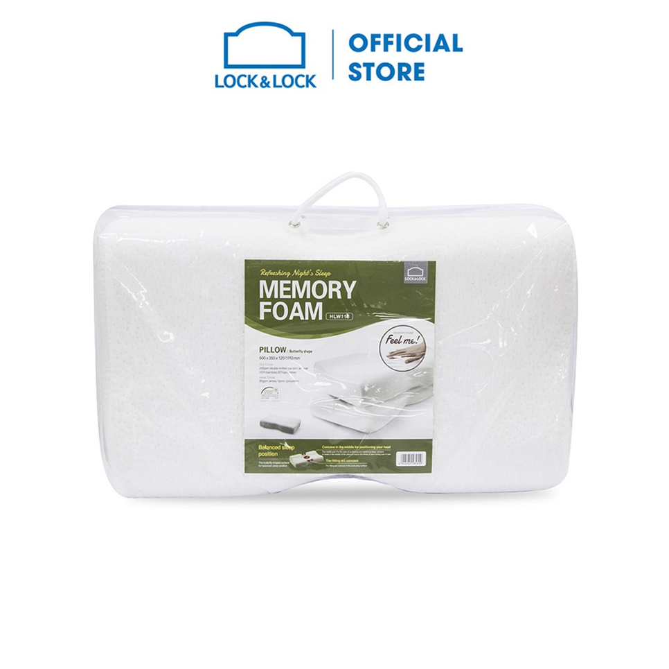 Gối Memory Foam 50D Hình Bướm Lock&Lock [HLW113] (60 x 35 cm) - Trắng